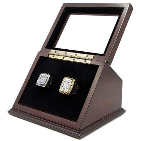 NFL 1970 2006 AFC 2009 Baltimore Indianapolis Colts Super Bowl Championship Replica Fan Rings with Wooden Display Case Set