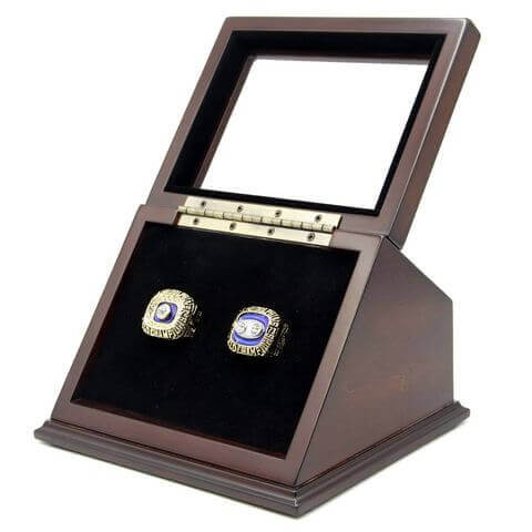 NFL 1972 1973 Miami Dolphins Super Bowl Championship Replica Fan Rings with Wooden Display Case Set