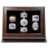 NFL 1985 2001 2003 2004 2007 2011 2014 New England Patriots Super Bowl Championship Replica Fan Rings with Wooden Display Case Set