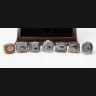 NFL 1985 2001 2003 2004 2007 2011 2014 New England Patriots Super Bowl Championship Replica Fan Rings with Wooden Display Case Set