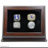 NFL 1986 1990 2007 2011 New York Giants Super Bowl Championship Replica Fan Rings with Wooden Display Case Set