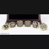 NFL 1974 1975 1978 1979 2005 2008 Pittsburgh Steelers Super Bowl Championship Replica Fan Rings with Wooden Display Case Set