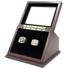 NFC 1979 NFL 1999 St. Louis Rams Championship Replica Fan Rings with Wooden Display Case Set