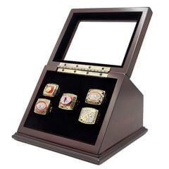 NFL 1972 1982 1983 1987 1991 Washington Redskins Super Bowl Championship Replica Fan Rings with Wooden Display Case Set