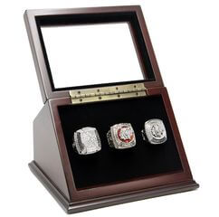 NHL 2010 2013 2015 Chicago Blackhawks Stanley Cup Championship Replica Fan Rings with Wooden Display Case Set