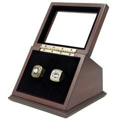NHL 1996 2001 Colorado Avalanche Stanley Cup Championship Replica Fan Rings with Wooden Display Case Set