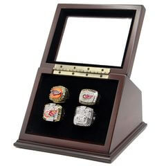 NHL 1997 1998 2002 2008 Detroit Red Wings Stanley Cup Championship Replica Fan Rings with Wooden Display Case Set