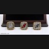 NHL 1995 2000 2003 New Jersey Devils Stanley Cup Championship Replica Fan Rings with Wooden Display Case Set