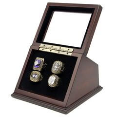 NHL 1980 1981 1982 1983 New York Islanders Stanley Cup Championship Replica Fan Rings with Wooden Display Case Set