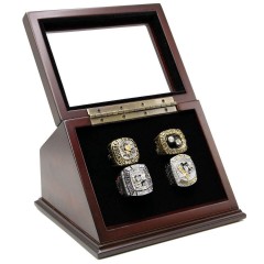 NHL 1991 1992 2009 2016 Pittsburgh Penguins Stanley Cup Championship Replica Fan Rings with Wooden Display Case Set